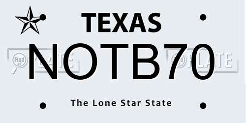 NOTB70 Texas License Plate