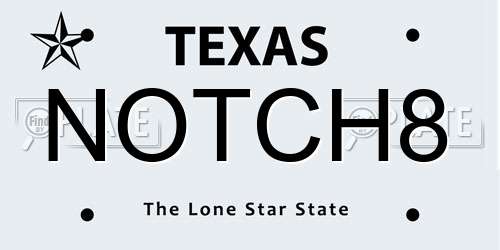 NOTCH8 Texas License Plate