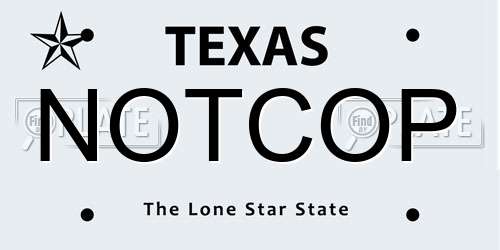 NOTCOP Texas License Plate