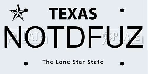 NOTDFUZ Texas License Plate