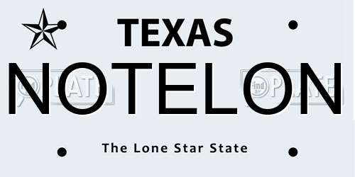 NOTELON Texas License Plate