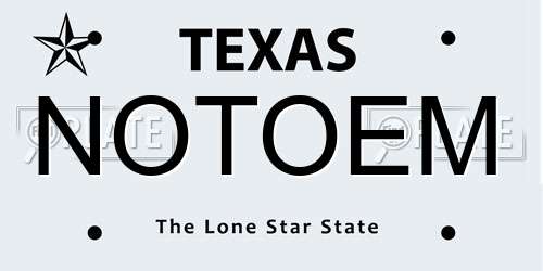 NOTOEM Texas License Plate