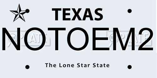 NOTOEM2 Texas License Plate