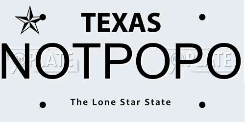 NOTPOPO Texas License Plate