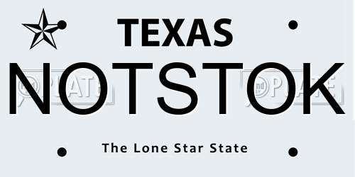 NOTSTOK Texas License Plate
