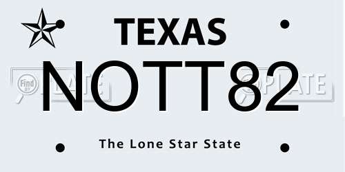 NOTT82 Texas License Plate