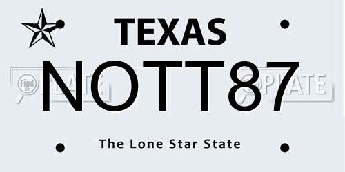 NOTT87 Texas License Plate