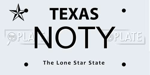 NOTY Texas License Plate