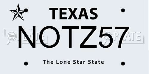 NOTZ57 Texas License Plate