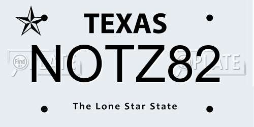 NOTZ82 Texas License Plate