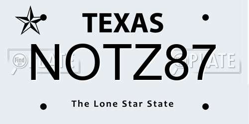 NOTZ87 Texas License Plate