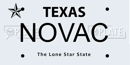 NOVAC Texas License Plate