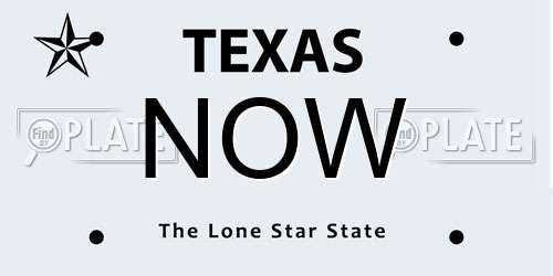 NOW Texas License Plate