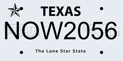 NOW2056 Texas License Plate