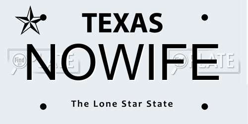 NOWIFE Texas License Plate