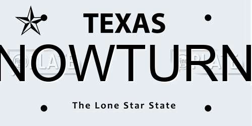 NOWTURN Texas License Plate