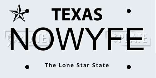 NOWYFE Texas License Plate
