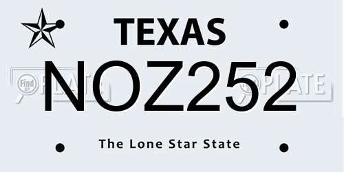 NOZ252 Texas License Plate