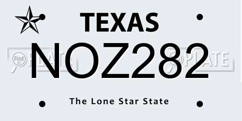 NOZ282 Texas License Plate