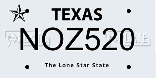 NOZ520 Texas License Plate