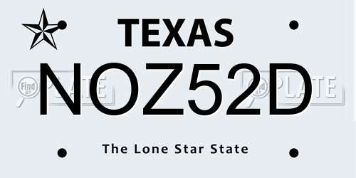 NOZ52D Texas License Plate