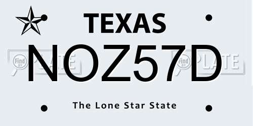 NOZ57D Texas License Plate