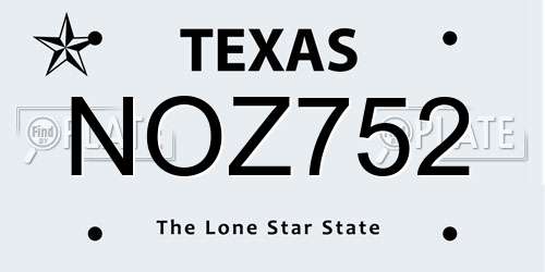 NOZ752 Texas License Plate