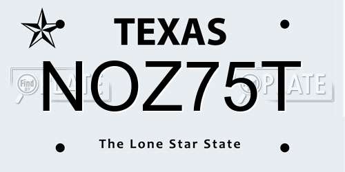 NOZ75T Texas License Plate