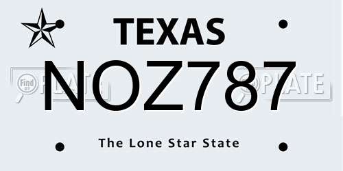 NOZ787 Texas License Plate