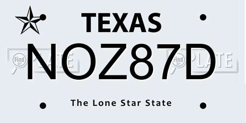 NOZ87D Texas License Plate