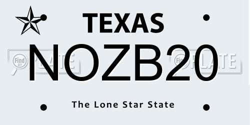 NOZB20 Texas License Plate
