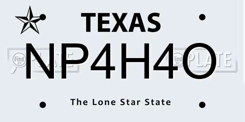 NP4H4O Texas License Plate