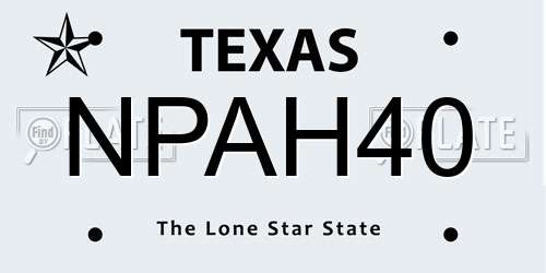 NPAH40 Texas License Plate