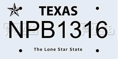 NPB1316 Texas License Plate