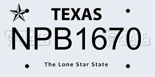 NPB1670 Texas License Plate