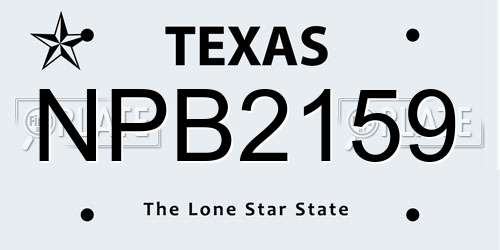 NPB2159 Texas License Plate
