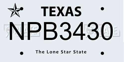 NPB3430 Texas License Plate
