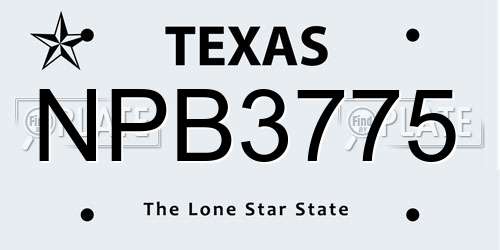 NPB3775 Texas License Plate