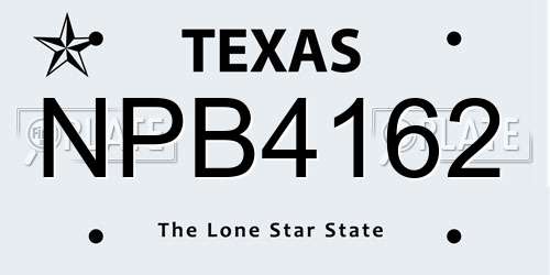 NPB4162 Texas License Plate