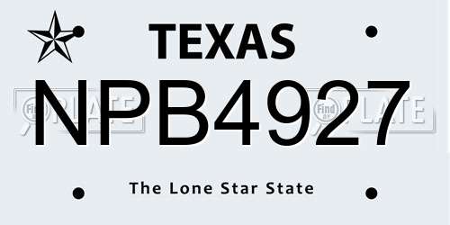NPB4927 Texas License Plate