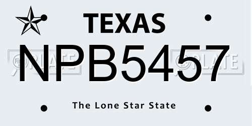 NPB5457 Texas License Plate
