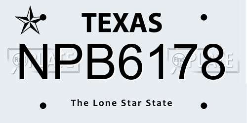 NPB6178 Texas License Plate