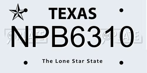 NPB6310 Texas License Plate