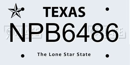 NPB6486 Texas License Plate