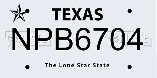NPB6704 Texas License Plate