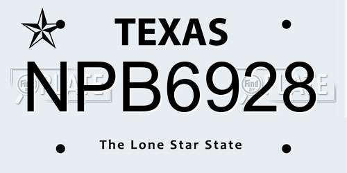 NPB6928 Texas License Plate