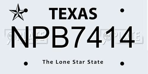 NPB7414 Texas License Plate