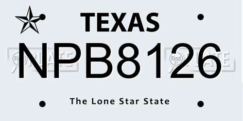 NPB8126 Texas License Plate