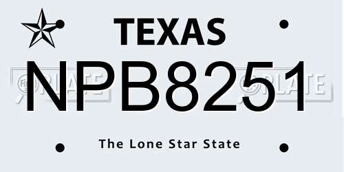 NPB8251 Texas License Plate