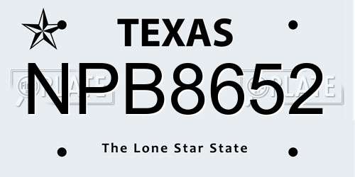 NPB8652 Texas License Plate